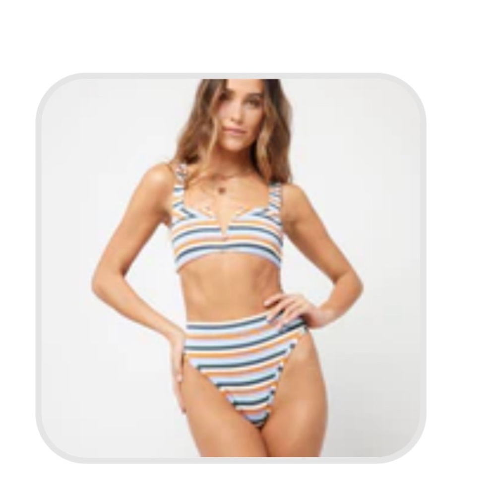 L*Space NWT Printed Stripe Bikini Set Over the Moon Small Top Medium Bottom